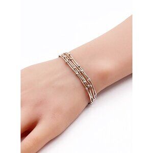 Vintage Italy 925 Sterling Silver Multi Strand Snake Chain Bead Accents Bracelet